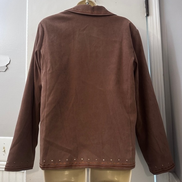 Vintage Allison Daley Women’s 10 Brown Embroidered Zip Jacket Sequins + Pockets - Picture 12 of 14